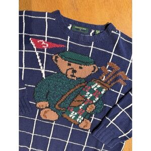 Vtg‎ Embassy Row GolfBear Knit Sweater Size XL Linen Cotton Blend Preppy RARE
